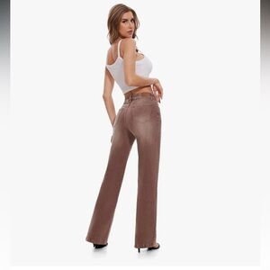 Elegant Tan Women's Straight Leg Jeans